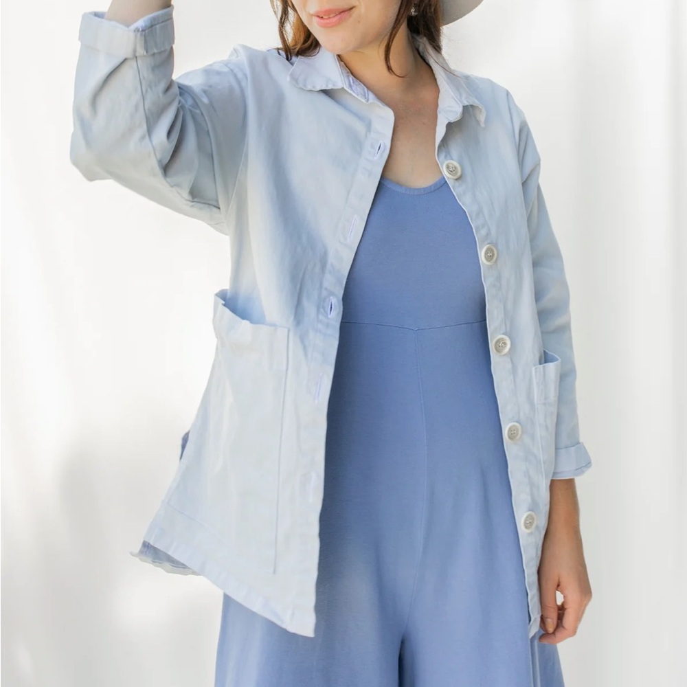 Powder Blue Painters Jacket with Relaxed Fit by Mien Studios